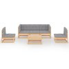 6 pcs conjunto lounge de jardim com almofadões pinho maciço - Image 3