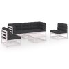 6 pcs conjunto lounge de jardim com almofadões pinho maciço - Image 2