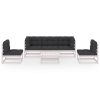 6 pcs conjunto lounge de jardim com almofadões pinho maciço - Image 3