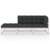 3 pcs conjunto lounge de jardim c/ almofadões pinho maciço - Image 3