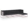 5 pcs conjunto lounge de jardim c/ almofadões pinho maciço - Image 2