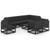 9 pcs conjunto lounge de jardim c/ almofadões pinho maciço - Image 2