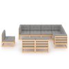 9 pcs conjunto lounge de jardim c/ almofadões pinho maciço - Image 2
