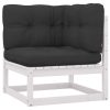 9 pcs conj. lounge de jardim c/ almofadões pinho maciço branco - Image 3
