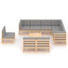 10 pcs conjunto lounge de jardim c/ almofadões pinho maciço - Image 2