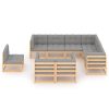 9 pcs conjunto lounge de jardim c/ almofadões pinho maciço - Image 2