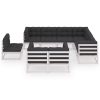 9 pcs conj. lounge de jardim c/ almofadões pinho maciço branco - Image 2