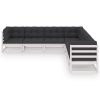 7 pcs conj. lounge de jardim c/ almofadões pinho maciço branco - Image 2