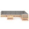 9 pcs conjunto lounge de jardim c/ almofadões pinho maciço - Image 2
