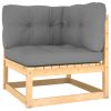 10 pcs conjunto lounge de jardim c/ almofadões pinho maciço - Image 3