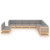 11 pcs conjunto lounge de jardim c/ almofadões pinho maciço - Image 2