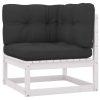 11 pcs conj. lounge de jardim c/ almofadões pinho maciço branco - Image 3