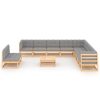 12 pcs conjunto lounge de jardim com almofadões pinho maciço - Image 2