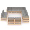 11 pcs conjunto lounge de jardim c/ almofadões pinho maciço - Image 2