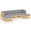 6 pcs conjunto lounge de jardim c/ almofadões pinho maciço - Image 2