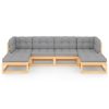 6 pcs conjunto lounge de jardim c/ almofadões pinho maciço - Image 3