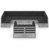 9pcs conjunto lounge de jardim c/ almofadões pinho maciço cinza - Image 3