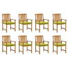 Cadeiras de jardim com almofadões 8 pcs acácia maciça