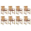 Cadeiras de jardim com almofadões 8 pcs acácia maciça