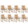 Cadeiras de jardim com almofadões 8 pcs acácia maciça
