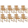Cadeiras de jardim com almofadões 8 pcs acácia maciça - Image 3