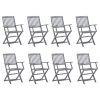 Cadeiras de exterior dobráveis 8 pcs madeira de acácia maciça