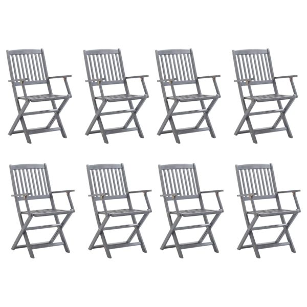 Cadeiras de exterior dobráveis 8 pcs madeira de acácia maciça