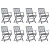 Cadeiras de exterior dobráveis 8pcs c/ almofadões acácia maciça