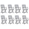 Cadeiras de exterior dobráveis 8pcs c/ almofadões acácia maciça - Image 2