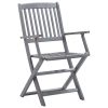 Cadeiras de exterior dobráveis 8pcs c/ almofadões acácia maciça - Image 3