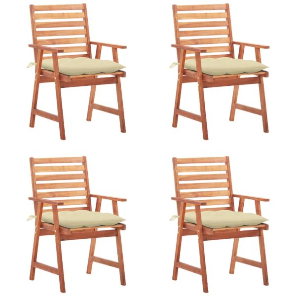 Cadeiras de jantar p/ jardim 4 pcs c/ almofadões acácia maciça