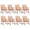 Cadeiras de jantar p/ jardim 8 pcs c/ almofadões acácia maciça - Image 2