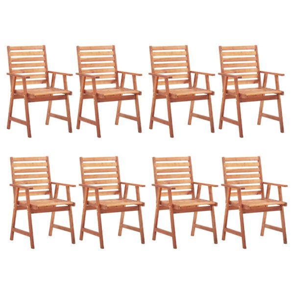 Cadeiras de jantar p/ jardim 8 pcs c/ almofadões acácia maciça - Image 2
