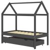 Cama p/ crianças c/ gaveta 70x140 cm pinho maciço cinza-escuro - Image 2
