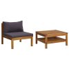 Conj. sofás de jardim 2 pcs c/ almofadões cinza-escuro acácia - Image 2