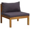 Conj. sofás de jardim 2 pcs c/ almofadões cinza-escuro acácia - Image 3