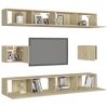6 pcs conjunto de móveis de TV contraplacado carvalho sonoma - Image 3