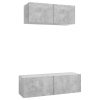 2 pcs conjunto de móveis de TV contraplacado cinzento cimento - Image 2