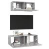 2 pcs conjunto de móveis de TV contraplacado cinzento cimento - Image 3