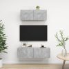 2 pcs conjunto de móveis de TV contraplacado cinzento cimento