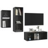 3 pcs conjunto de móveis de TV contraplacado preto brilhante - Image 3