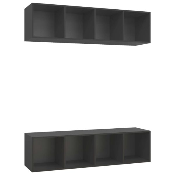 Armários de parede para TV 2 pcs contraplacado cinzento - Image 2