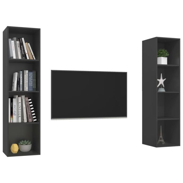 Armários de parede para TV 2 pcs contraplacado cinzento - Image 3