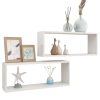 Prateleiras parede cúbicas 2pcs contr. 60x15x23cm branco brilh. - Image 3