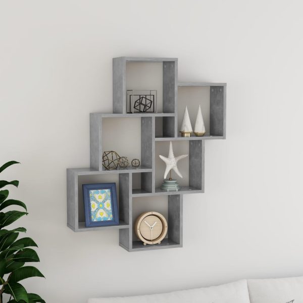 Estante de parede cúbica 78x15x93cm contraplacado cinza cimento