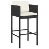 Bancos de bar com almofadões 2 pcs vime PE preto - Image 3