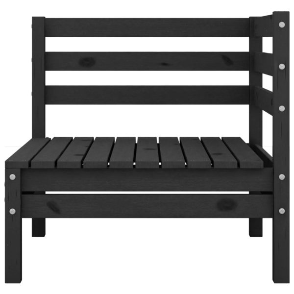 Sofá de canto para jardim madeira de pinho maciça preto - Image 2