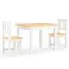 3 pcs conjunto mesa e cadeiras infantil MDF branco e bege - Image 2