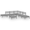 8 pcs conjunto lounge de jardim pinho maciço cinzento - Image 2