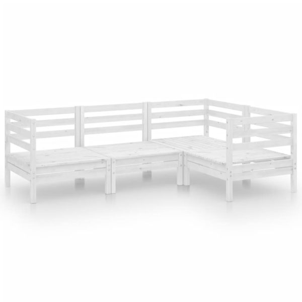 4 pcs conjunto lounge de jardim pinho maciço branco - Image 2